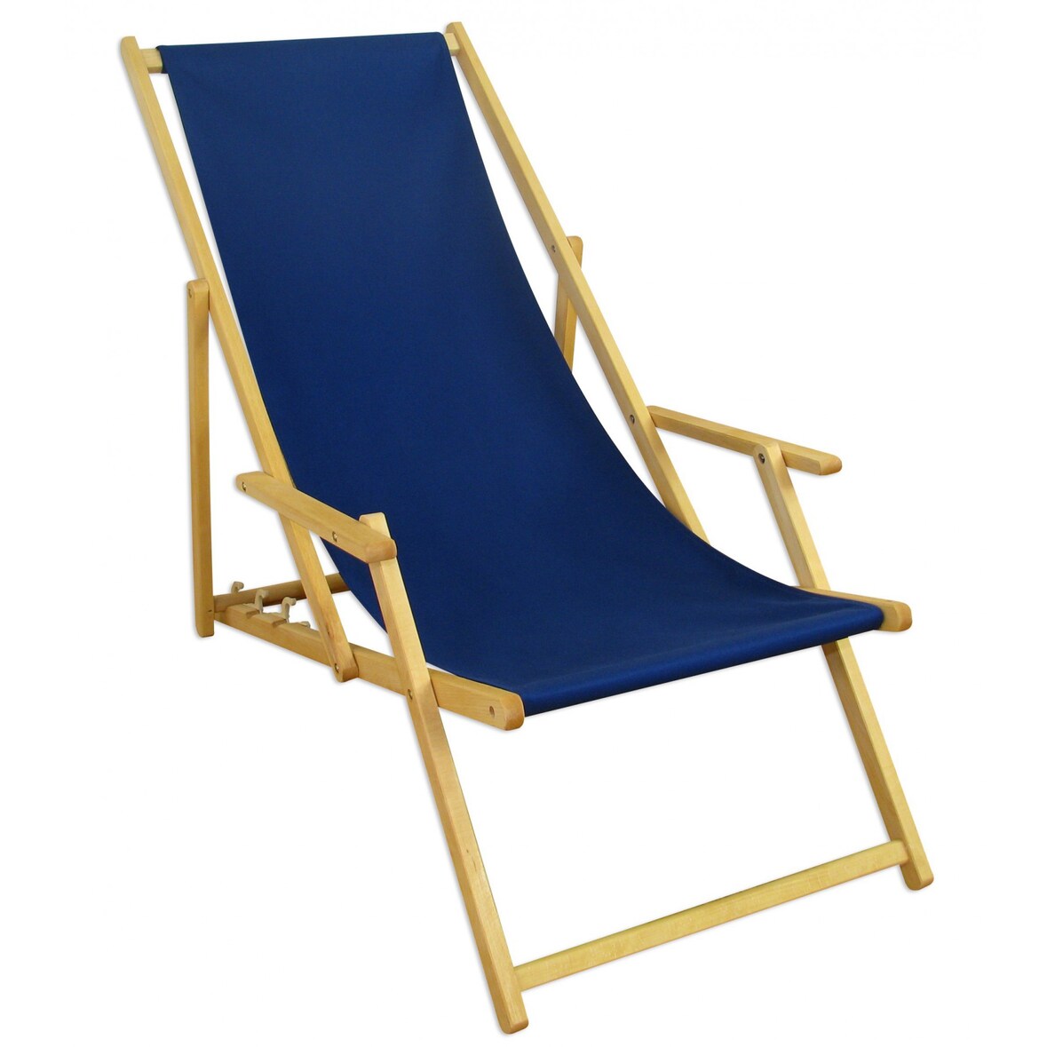 Liegestuhl blau Gartenstuhl Strandstuhl Klappliege Sonnenliege Relaxliege Deckchair Buche 10-307N