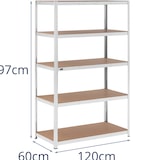 thumbnail of MSW - Stellingkast - 120 x 60 x 200 cm - voor 5 x 150 kg - Grijs
