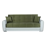 thumbnail of Dmora Schlafsofa Luis, 3-Sitzer-Container-Schlafsofa aus Kunstleder und Stoff, 220x84h91 cm, Weiß und Dunkelgrau