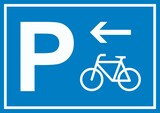 thumbnail of Fahrrad Parkplatz Schild mit Richtungspfeil links waagerecht A1 (594x841mm)