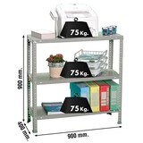 thumbnail of PROREGAL Schraubregal PANDA MINI | HxBxT 90x90x40cm | Fachlast 75kg | Grau | Schwerlastregal Lagerregal Garagenregal