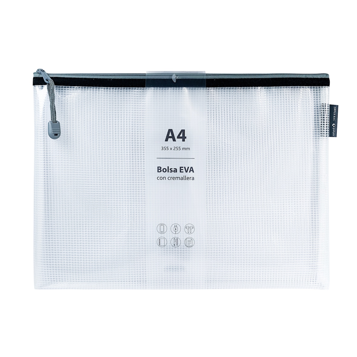 4 Bolsas Multiusos Zipper Bag A4 Negro