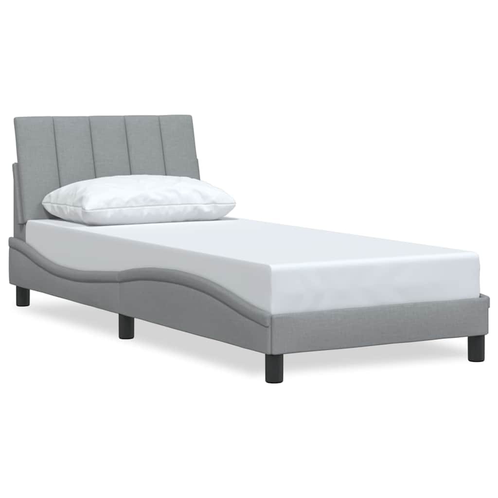 vidaXL Bettgestell ohne Matratze "Hanko" Hellgrau 90x190 cm Stoff