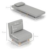 thumbnail of HOMCOM sofá cama individual sillón cama plegable tapizado en lino sintético con respaldo ajustable en 6 posiciones y almohada 72x78x79 cm gris