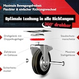 thumbnail of PRIOstahl Transportrollen 200mm Rollensatz 2 Lenkrollen + 2 Lenkrollen mit Bremse schwarz Schwerlast