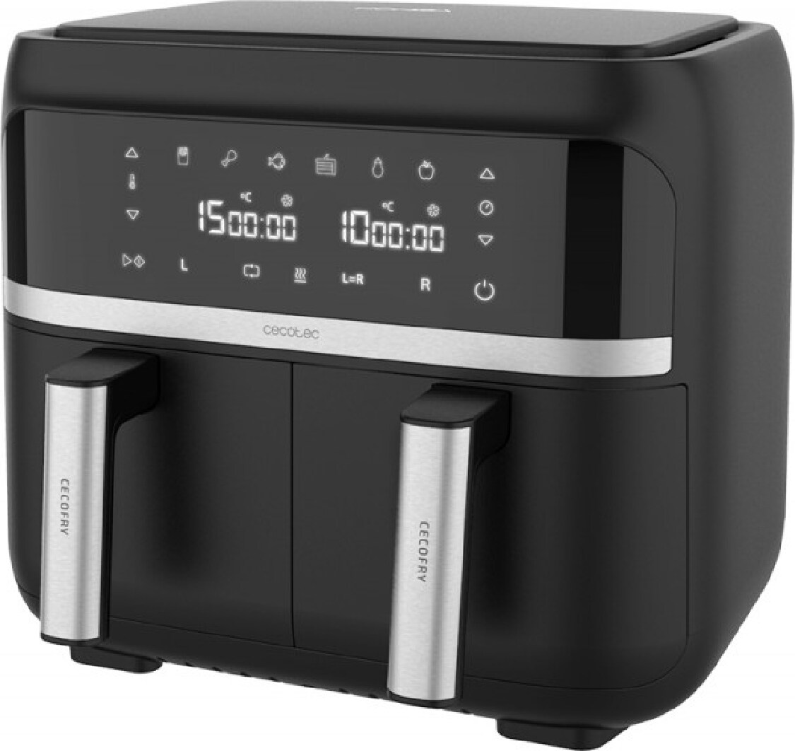 Cecotec Freidora sin Aceite 9 L de Aire Caliente Cecofry Advance Double. 2850 W, dietética, Compacta y Digital, 2 Cestillos