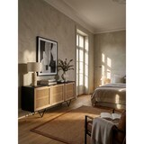 thumbnail of Sideboard 175x75x45 cm Mango Massivholz / Rattan Kommode mit 3 Türen, Hoher Kommodenschrank Schwarz / Braun, Standschrank Wohnzimmer, Anrichte
