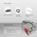 thumbnail of Forstseilwinde 3200 kg inkl. 20m Seil Abscherstiften Sicherheits - Lastenhaken Greifzug Seilwinde