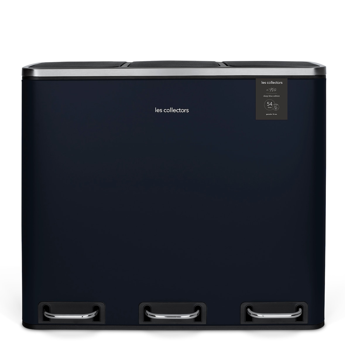 Les Collectors Pattumiera a pedale per differenziata, Acciaio inox spazzolato, 54 L, 3 scomparti 18L, Secchi estraibili, Chiusura silenziosa N°986