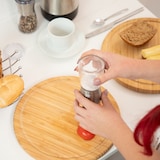 thumbnail of Relaxdays Pfeffermühle 2er Set, manuell, Glas, Edelstahl, hochwertig, Gewürzmühle, verstellbares Keramikmahlwerk, silber