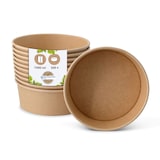 thumbnail of BIOZOYG Salatschale 300 Stück 1000 ml braun Suppenschalen Einwegschalen Einweggeschirr Deli Container Bowl to go Kartonschale Einweg Suppenbehälter