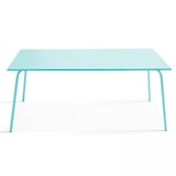 thumbnail of Conjunto de mesa de jardín y 6 sillas de metal turquesa.