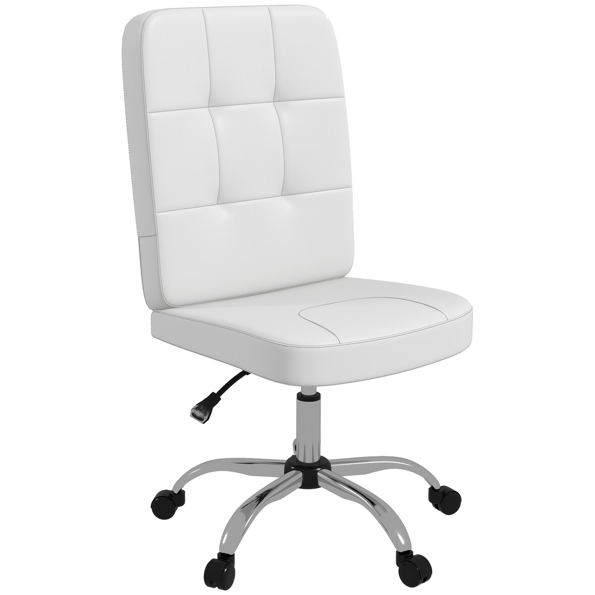 Vinsetto silla de oficina sin brazos silla de escritorio giratorio de piel sintética con altura ajustable estilo moderno carga 120 kg 45x59x90-100 cm