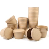 thumbnail of DeinPack 500 Suppenbecher to go mit Deckel braun 230 ml 8oz PLA Innenbeschichtung Suppen-Becher 500 Bio Einweg-Becher mit Deckel biologisch abbaubar