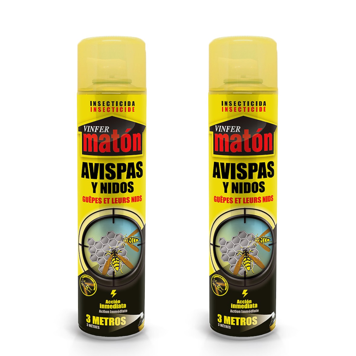 Insecticida Avispas y Avisperos Exterior Pack 2×600 ml | Antiavispas con alcance hasta 4 m | Acción Inmediata Profesional | Made in Spain