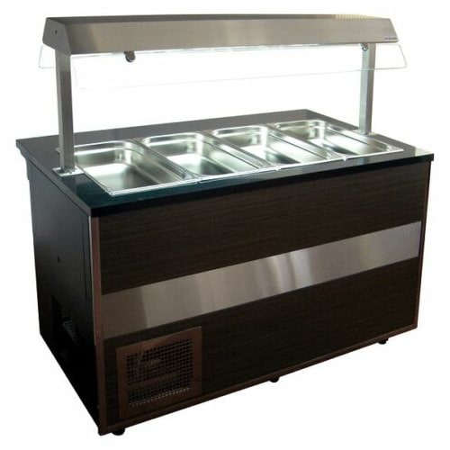 Gastro Heiße Theke Bain Marie Warmvitrine Buffetvitrine 4x 1/1GN 1500x900x1350mm