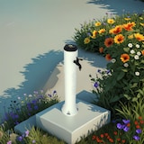 thumbnail of Gartenbrunnen Weiß Modell Triton mit Bestimmung für schnelle Schlauchanschlüsse. Durchmesser 15 Cm Höhe 100 Cm.