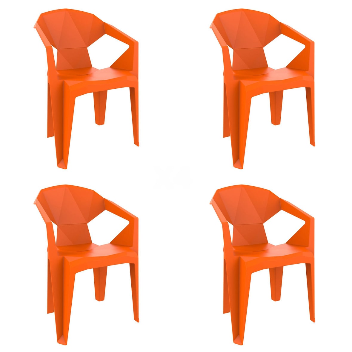 garbar DELTA Set 4 Silla Con Brazos Interior, Exterior Naranja