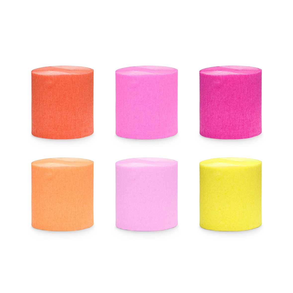 6 Krepppapier Rollen 5cm x 10m Krepp Papier zum Basteln Dekorieren Bastelkrepp Kreppbänder Floristenkrepp Bastelbedarf Bastelzubehör Gelb Orange Rosa