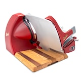 thumbnail of Berkel Home Line 250 Plus rot MATT mit handgefertigtem Einlegebrett aus Fassholz