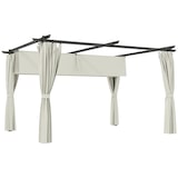 thumbnail of Outsunny pérgola con techo retráctil 4x3 m pérgola de aluminio con paredes laterales cenador con tela de poliéster anti-UV resistente al agua crema