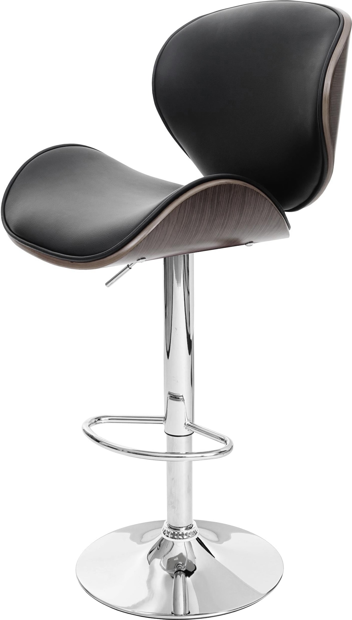 Décoshop26 - Drehbarer Barhocker x1 Retro-Design schwarzes PVC Sitzschale aus gebogenem Holz 04_0008579