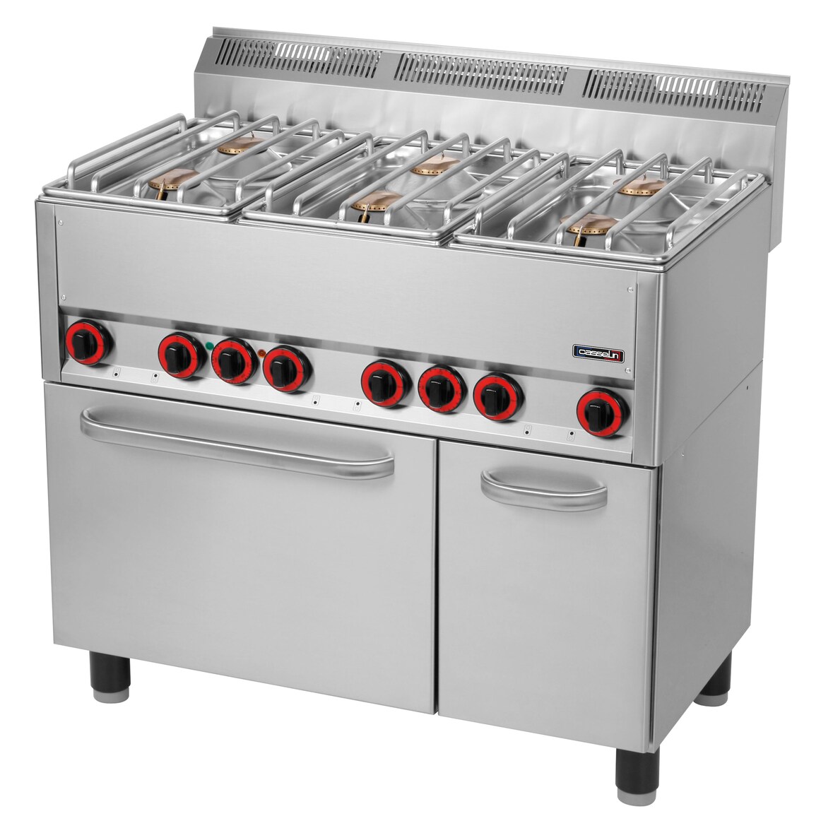 Fourneau gaz 6 feux avec four électrique ventilé GN 1/1 99  C6FOG6FFEV99 Casselin