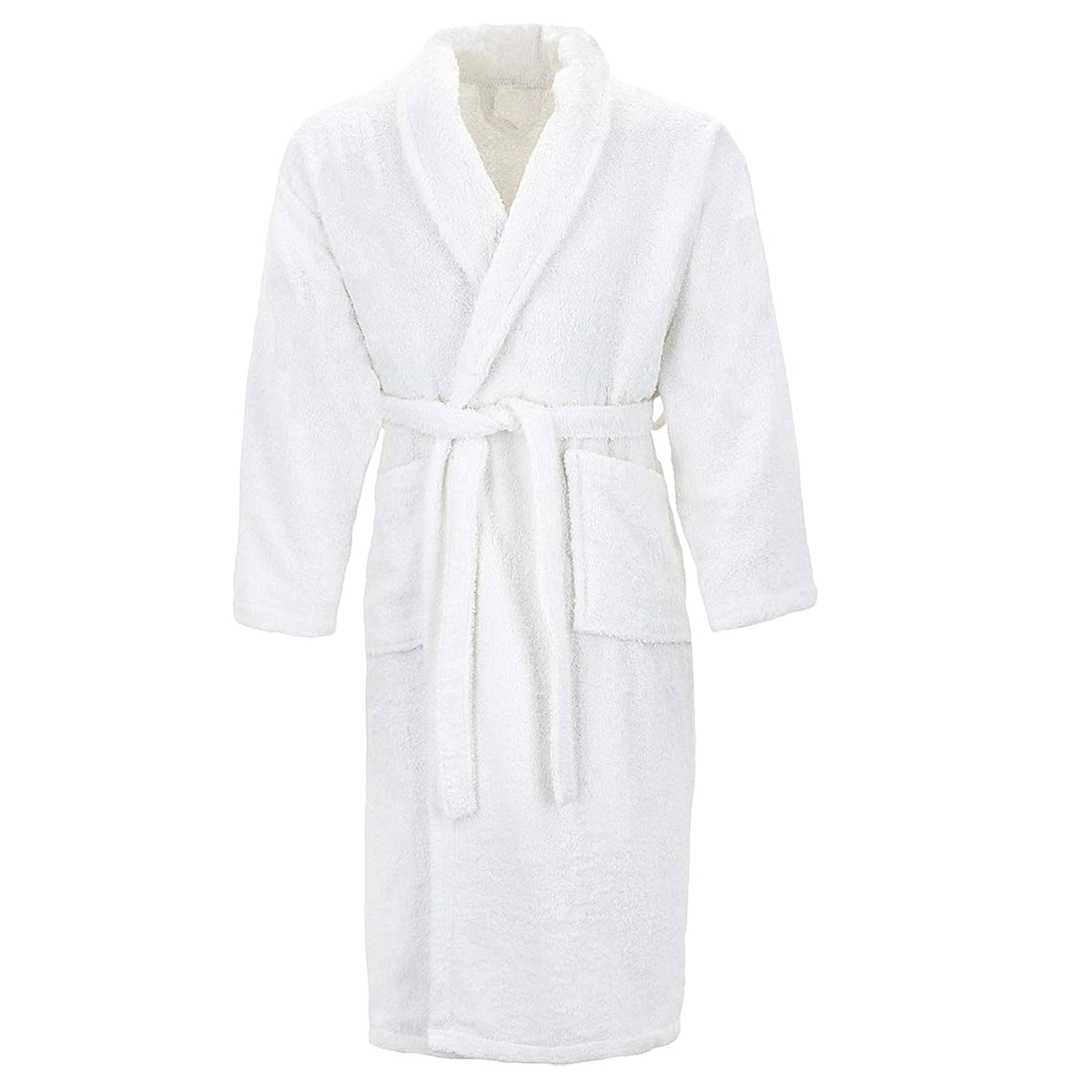 WellHome - Bademantel Größe L 100% Baumwolle mit 1 Naht in Weiß