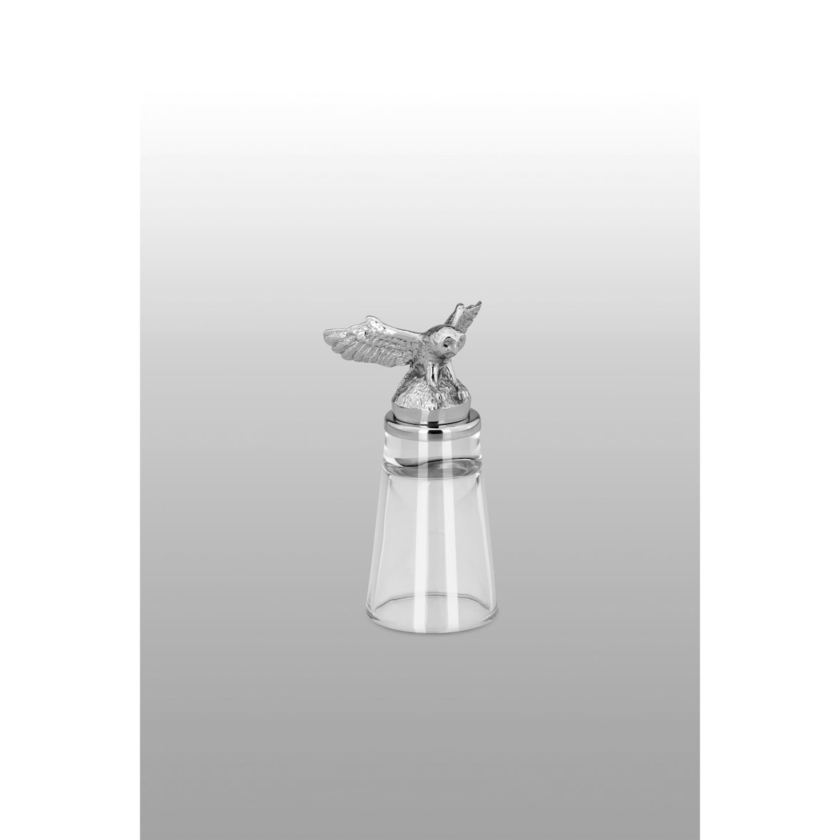 Schnapsglas Eule,  Edelstahl H 10,5cm, D-Glas 4,5cm D-Eule 6,0cm, 4cl