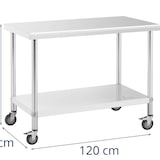 thumbnail of Royal Catering Edelstahltisch mit Rollen - PREMIUM - 60 x 120 cm - 158 kg -