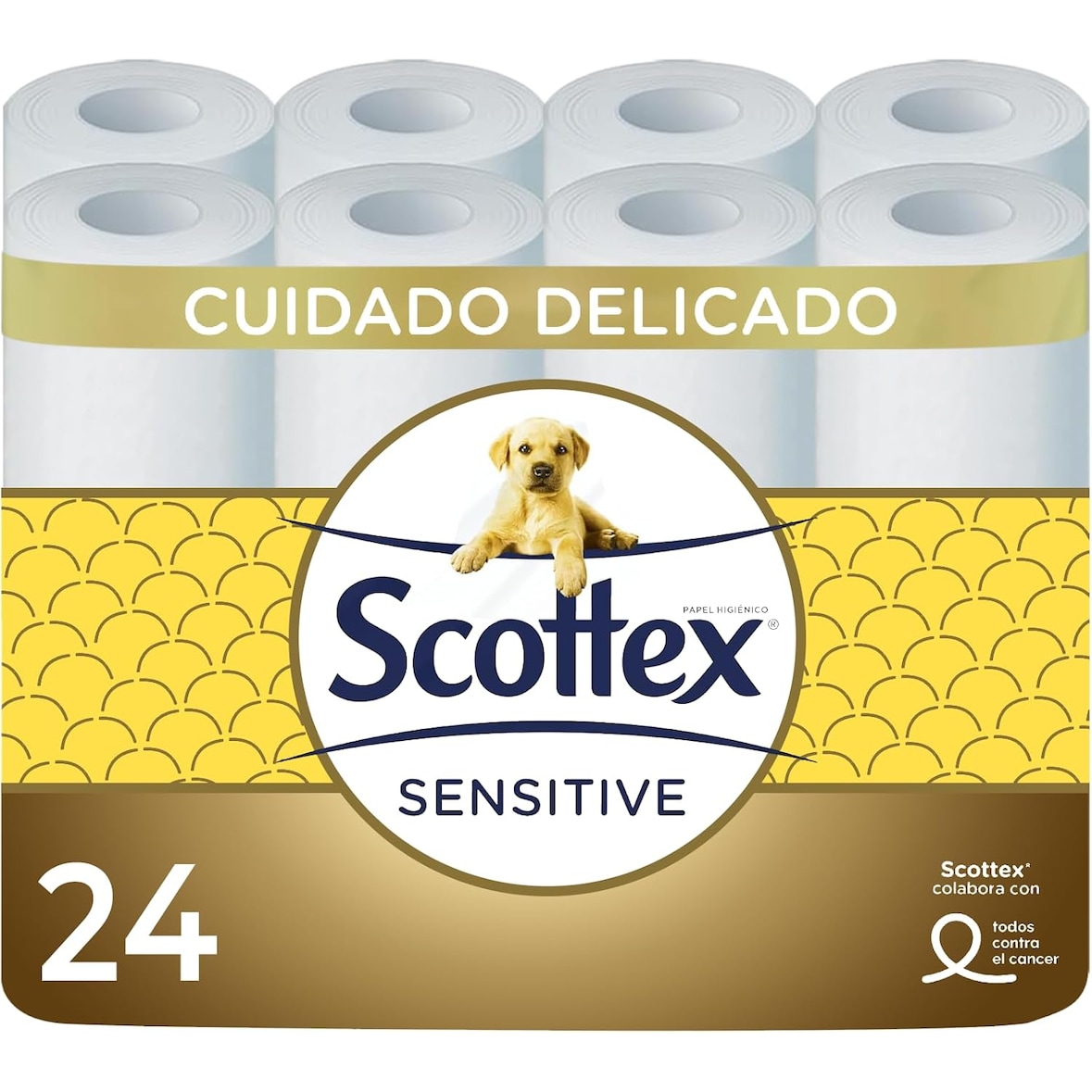 Scottex Papel Higiénico Sensitive 24 Rolos - 3 Ply - Cuidados delicados com um toque de leite de amêndoa