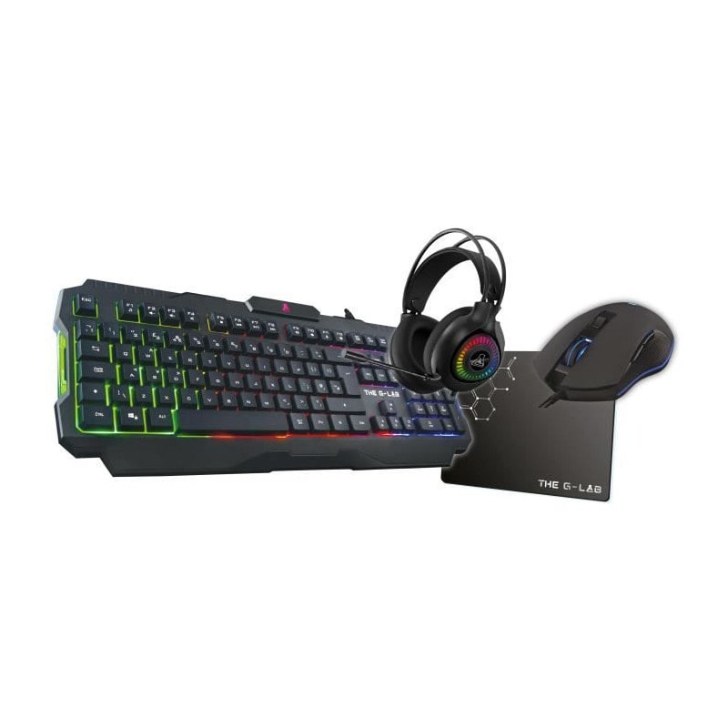 Combo Gaming 4 En 1 - Clavier Rétroéclairé / Souris Rétroéclairée/ Casque + Tapis De Souris - The G-lab - Combo-actinium/f
