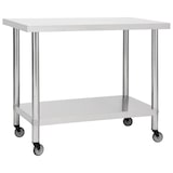 thumbnail of DELUKE® Edelstahl Arbeitstisch mit Rollen BEWO 100x45x85cm, Edelstahl Gastro-Tischwagen Arbeitsfläche Gastro-Küchentisch Servierwagen mobil
