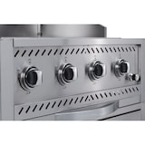 thumbnail of METRO PROFESSIONAL 4-branders gasbarbecue met grillplaat, grilloppervlak 49 x 76 cm, zijtafel, verrijdbaar, staal, zilver