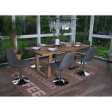 thumbnail of CHEFGASTRO Esszimmerstuhl HxBxT 84x47x50cm Sitzhöhe 46cm Retro 50er Jahre Design Stoff/Textil Hellgrau Stuhl Drehstuhl