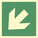 thumbnail of Aufkleber Richtungsangabe schräg, ISO 3864, PVC-U selbstkl., nachleucht.,160-mcd,200x200mm