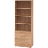thumbnail of bümö smart Schubladenschrank, Büroschrank 80cm breit in Nussbaum mit 4 Schüben & 4 Regalfächern - Bürocontainer aus Holz, Container mit Metallgriffen