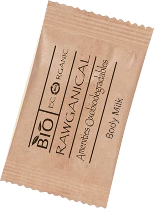 1000 sobres 15ml de body milk Go Green Bio envasados individualmente en papel reciclado - Amenities de bienvenida - 1000 Unidades
