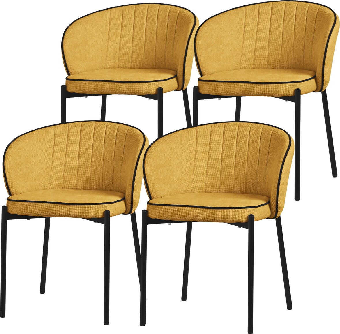 ML-Design Esszimmerstühle 4er Set Senf, Stoffbezug & Metallbeine