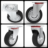 thumbnail of PRIOstahl Transportrollen 200mm Rollensatz 2 Lenkrollen + 2 Lenkrollen mit Bremse schwarz Schwerlast