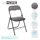 thumbnail of WellHome - Conjunto de 4 cadeiras dobráveis ​​em veludo cinza 44x52x73cm