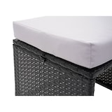 thumbnail of 2er-Set Poly-Rattan Hocker HWC-G16, Gartenhocker Sitzhocker, Gastronomie ~ schwarz, Kissen hellgrau