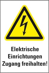 thumbnail of Schild I Warn-Kombischild Elektrische Einrichtungen Zugang, Kunststoff, 300x400mm, ASR A1.3, DIN EN ISO 7010 W012