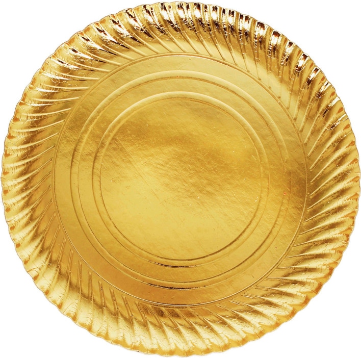 MONOUSO - Prato de Cartão Redondo Dourado 30 cm (100 Uds)