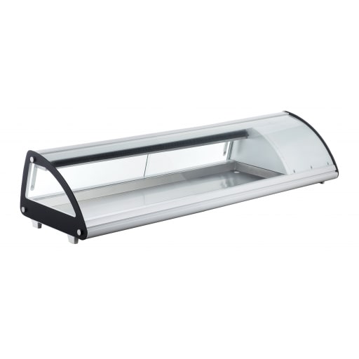 Vetrina Frigo per Sushi da Banco Refrigerata - Vetro frontale curvo apribile - Motore incorporato - Bianco - 6 gn 1/3 - 148,3x45x33h cm