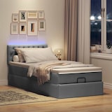 thumbnail of vidaXL Ottomane Bett mit Matratze & LEDs Dunkelgrau 80x200 cm Stoff