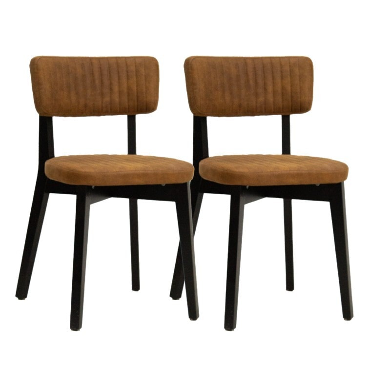 METRO PROFESSIONAL Chaise de restaurant rembourrée Alisora, lot de 2, bois de hêtre/simili cuir, brun cognac/wenge