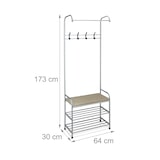 thumbnail of Relaxdays Garderobe mit Schuhablage & Sitzbank, Metall, stehend, Flurgarderobe mit 4 Haken, HBT: 173x64x30 cm, grau