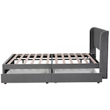 thumbnail of Merax Stauraumbett Polsterbett 160x200 Doppelbett aus Samt mit Gepolstertes Kopfteil & 2 Schubladen & Lattenrost Grau