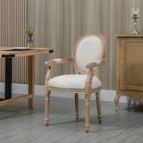 thumbnail of HOMCOM Sedia da Pranzo Imbottita con Braccioli Legno e Tessuto Crema
